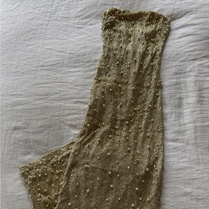 Oh Polly Gold Embellished Midi Dress